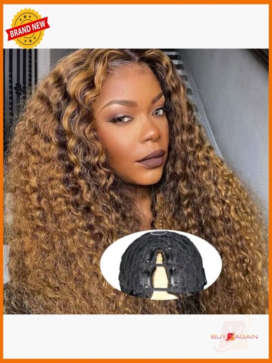 Deep Wave V Part Wig Human Hair 20 Inch 150% Density Glueless main image 4